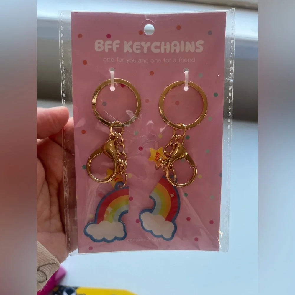 Gold Rainbow Cloud Keychain Set - Kids Accessories